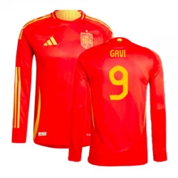 Gavi #9 Spanien Fußballtrikots EM 2024 Heimtrikot Herren Langarm