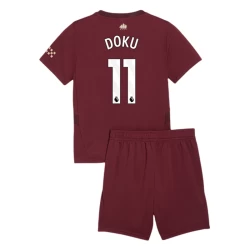 Kinder Manchester City Fußball Trikotsatz Jérémy Doku #11 2024-25 Ausweichtrikot