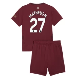 Kinder Manchester City Fußball Trikotsatz Matheus N. #27 2024-25 Ausweichtrikot