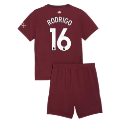 Kinder Manchester City Fußball Trikotsatz Rodrigo #16 2024-25 Ausweichtrikot