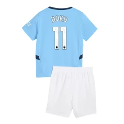 Kinder Manchester City Jérémy Doku #11 Fußball Trikotsatz 2024-25 Heimtrikot