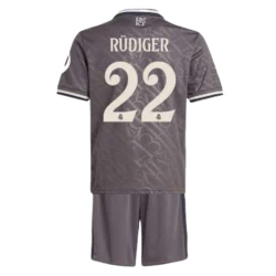 Kinder Real Madrid Fußball Trikotsatz Antonio Rudiger #22 2024-25 HP Ausweichtrikot