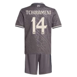 Kinder Real Madrid Fußball Trikotsatz Tchouameni #14 2024-25 Ausweichtrikot