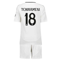 Kinder Real Madrid Tchouameni #18 Fußball Trikotsatz 2024-25 Heimtrikot