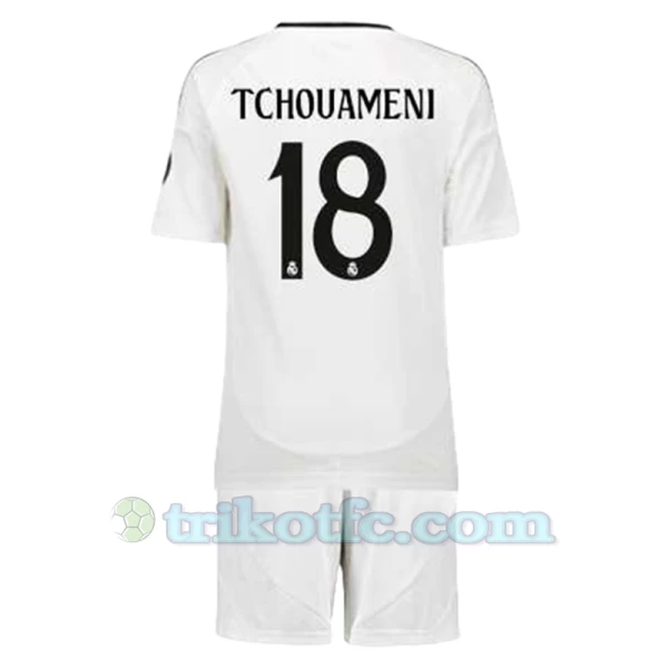 Kinder Real Madrid Tchouameni #18 Fußball Trikotsatz 2024-25 Heimtrikot