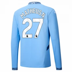 Manchester City Matheus N. #27 Fußballtrikots 2024-25 Heimtrikot Herren Langarm