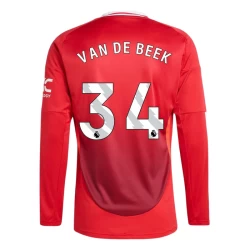 Manchester United Van De Beek #34 Fußballtrikots 2024-25 Heimtrikot Herren Langarm