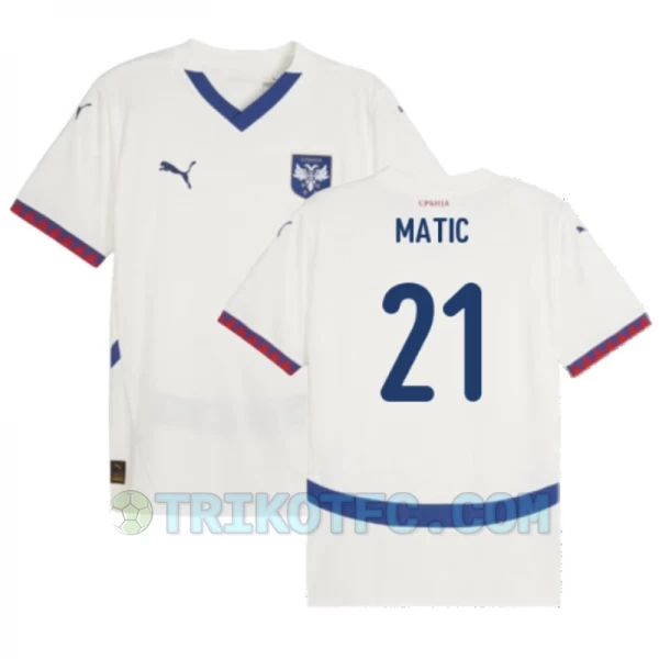 Nemanja Matić #21 Serbien Fußballtrikots EM 2024 Auswärtstrikot Herren