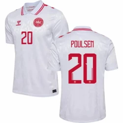 Poulsen #20 Dänemark Fußballtrikot EM 2024 Auswärtstrikot Herren