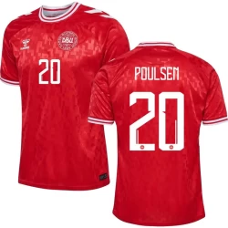 Poulsen #20 Dänemark Fußballtrikot EM 2024 Heimtrikot Herren