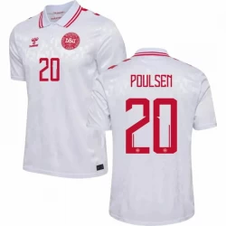 Poulsen #20 Dänemark Fußballtrikots EM 2024 Auswärtstrikot Herren