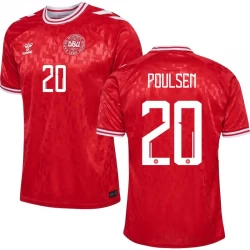 Poulsen #20 Dänemark Fußballtrikots EM 2024 Heimtrikot Herren