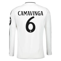 Real Madrid Eduardo Camavinga #6 Fußballtrikot 2024-25 HP Heimtrikot Herren Langarm